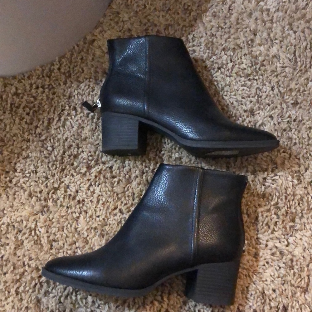 Black leather booties
